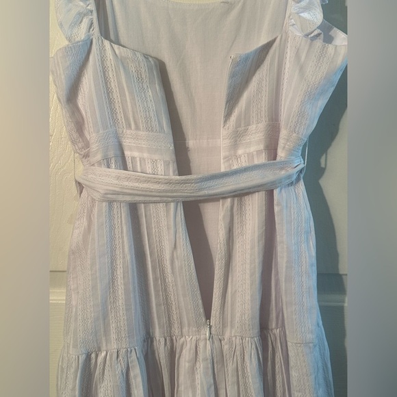 LIKELY 4 Charlotte Sleeveless Dress White Tiered Ruffle High Slit Romantic Midi - Picture 10 of 16